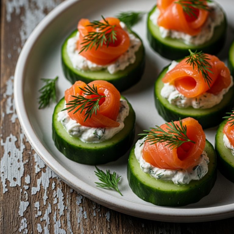 “Keto Russian Brunch: Smoked Salmon & Cucumber Rounds with Dill Cream Cheese”