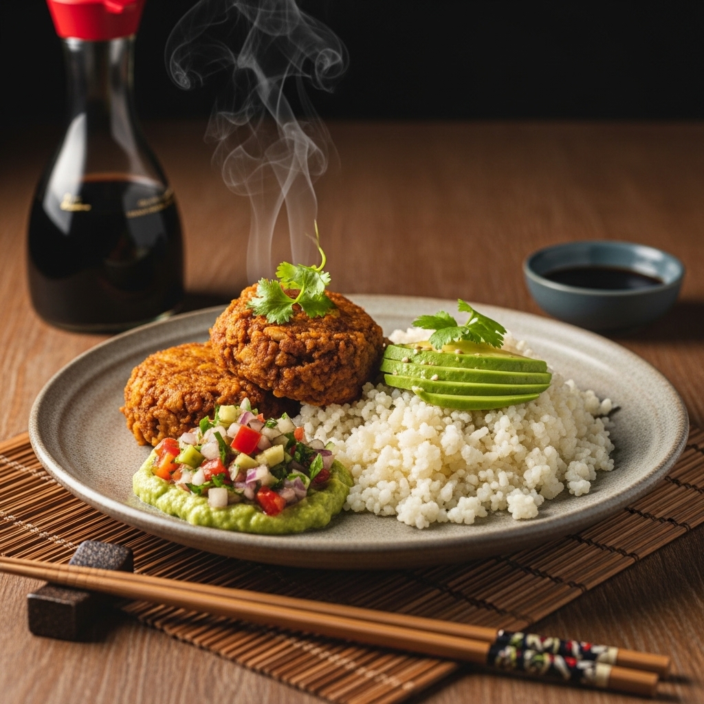 Keto South African Bobotie Bites with Cauliflower Rice and Avocado Salsa – A Cinematic Dining Experience