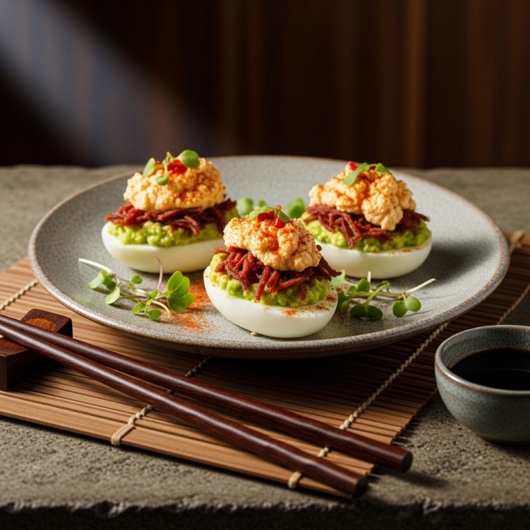 Keto South African Brunch Delight: Biltong & Avocado Stuffed Eggs with Paprika Feta Spread