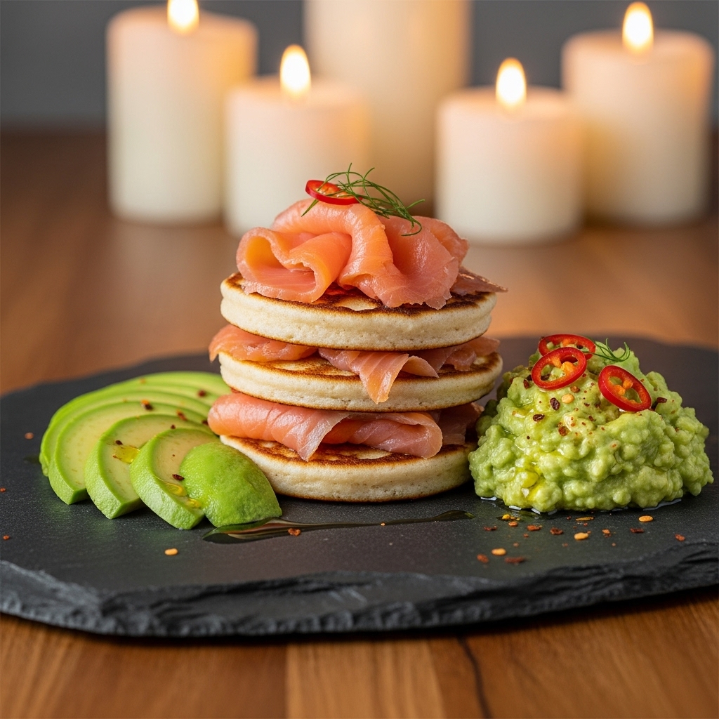 Keto South African Inspired Breakfast Feast: Smoked Salmon, Avocado & Coconut Pancakes