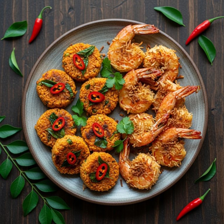 Keto Sri Lankan Appetizer Platter – Coconut Prawns & Spicy Cauliflower Rice Bites