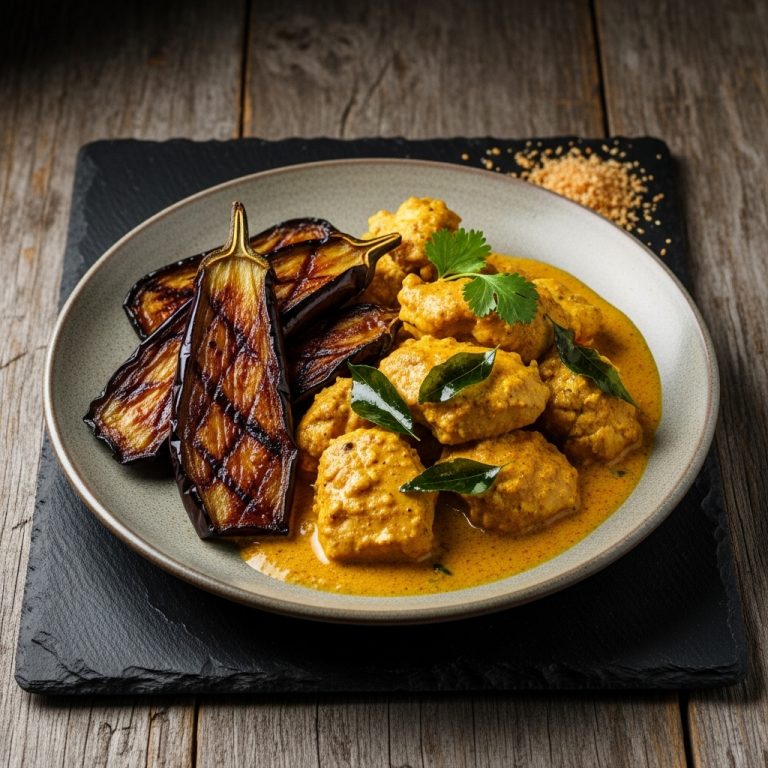 Keto Sri Lankan Coconut Curry Chicken with Spiced Eggplant – A Flavorful Fusion Dinner