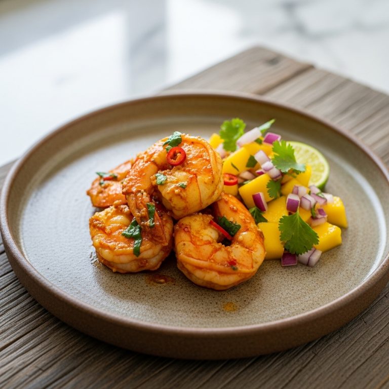 Keto Sri Lankan Snack: Spicy Coconut Prawns with Mango Salsa