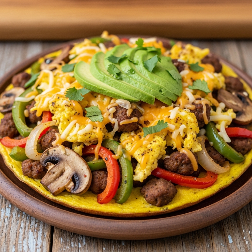 Keto Tex-Mex Breakfast Skillet: Mouthwatering Mushroom & Sausage Feast!