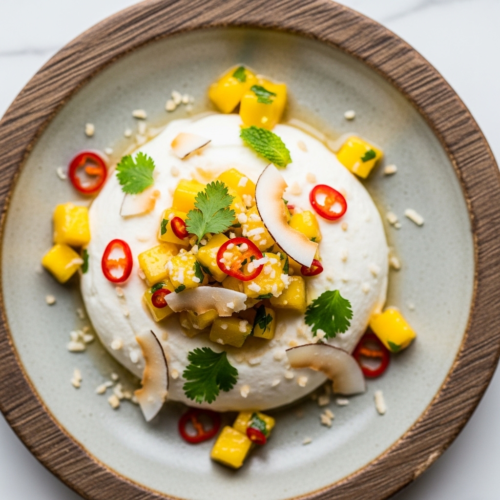 Keto Thai Coconut Mousse Delight with Mango Salsa