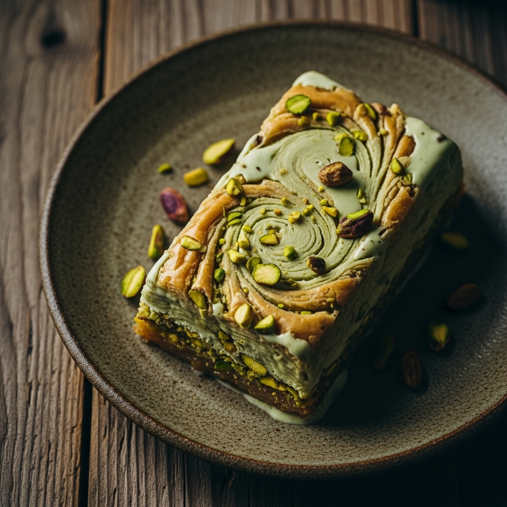 Keto Turkish Frozen Delight: Pistachio Baklava Ice Cream