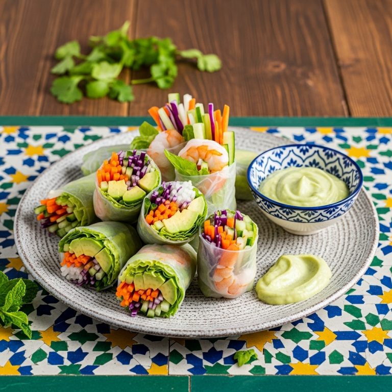 Keto Vietnamese Brunch: Shrimp & Vegetable Summer Rolls with Avocado Cream Sauce