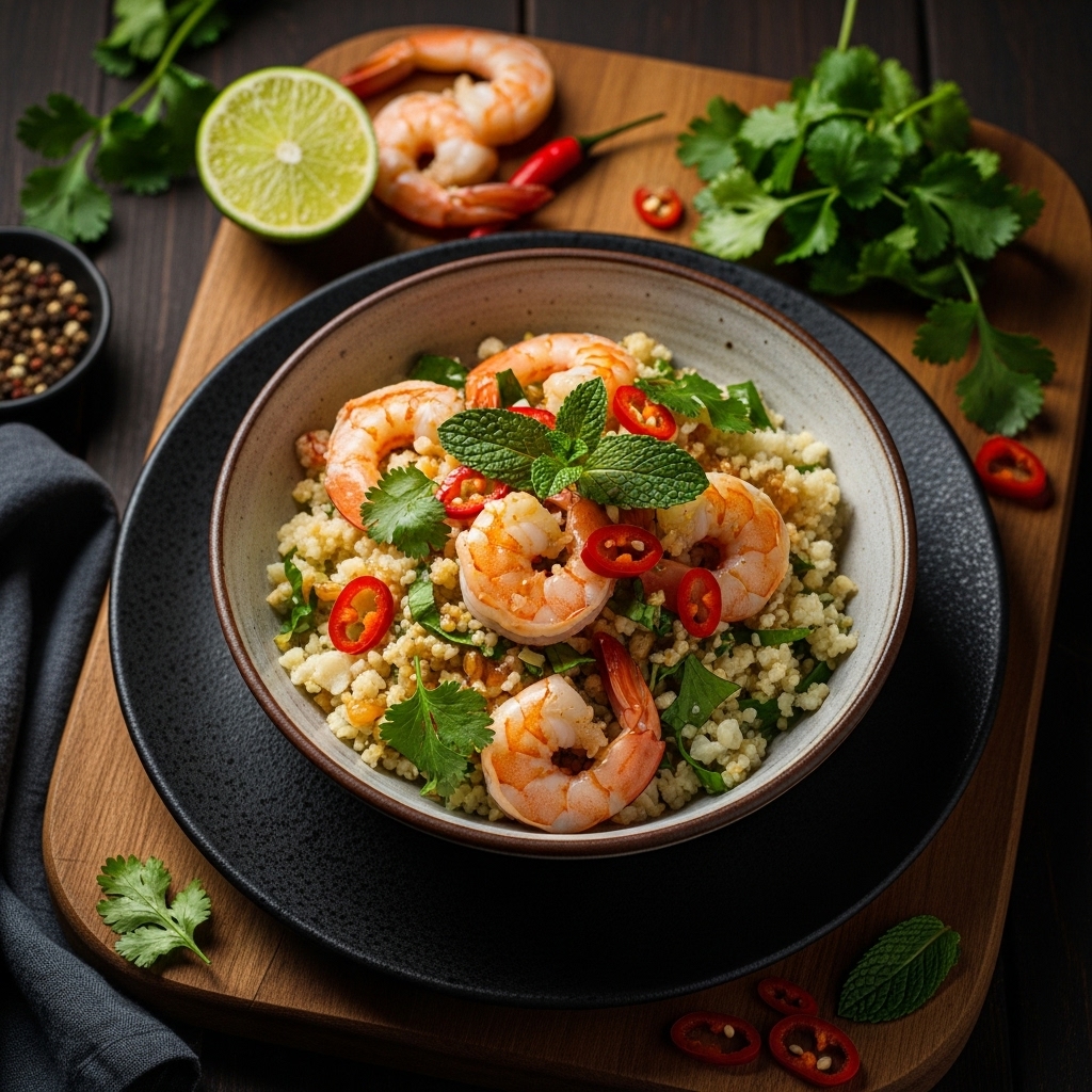 “Keto Vietnamese Shrimp & Cauliflower Rice Bowl – A Delightful Fusion of Flavors”