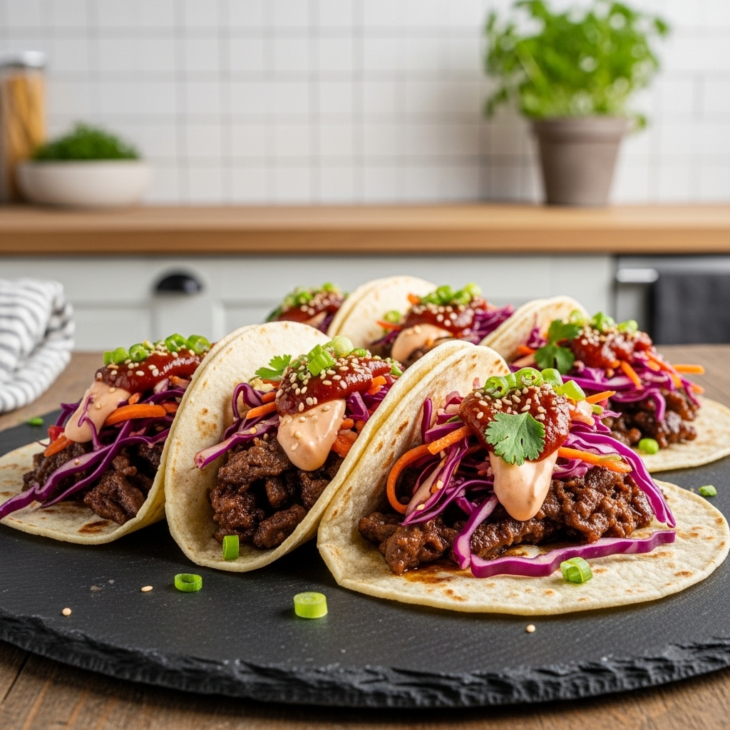 Korean BBQ Tacos with Spicy Slaw