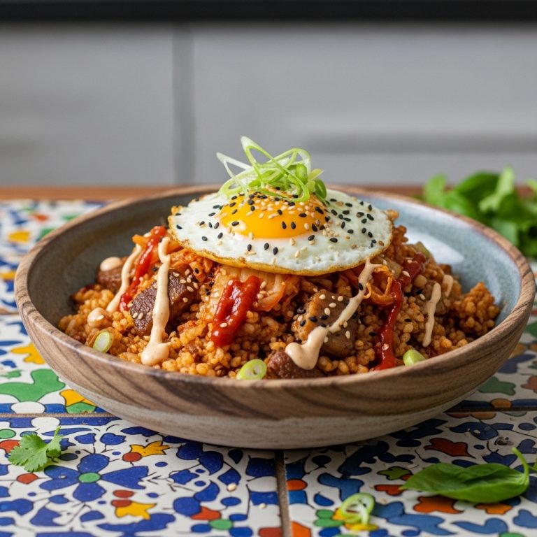 Korean Keto Kimchi Fried Rice Bowl
