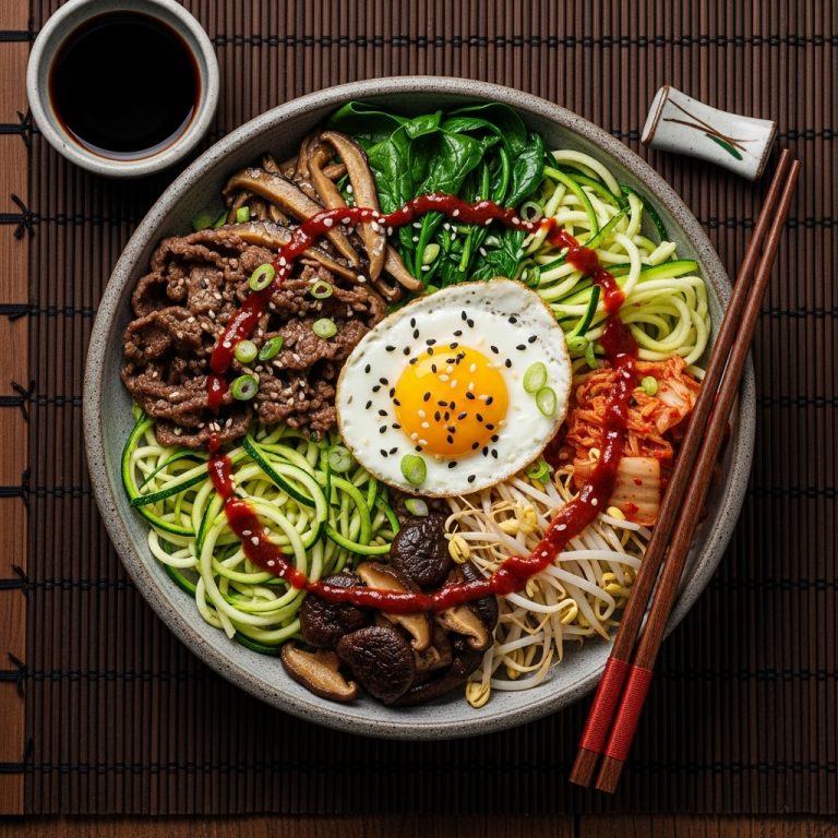 Korean Keto Zucchini Noodle Bibimbap Bowl