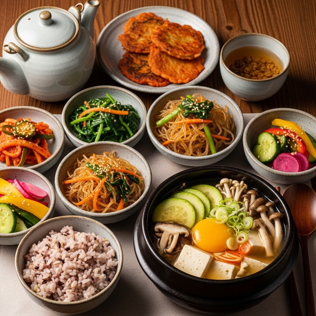 Korean Vegetarian Breakfast Feast: A Mouthwatering Experience!