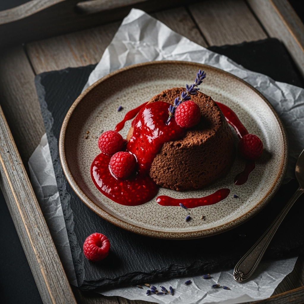 Lavender-Infused Chocolate Mousse with Raspberry Coulis