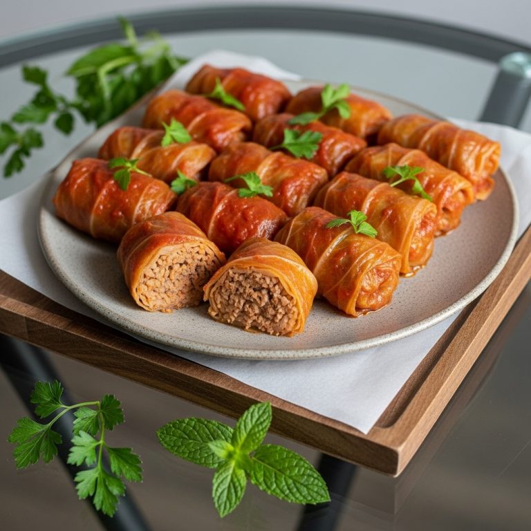 “Lebanese Gluten-Free Stuffed Cabbage Rolls with Spiced Meat Filling”