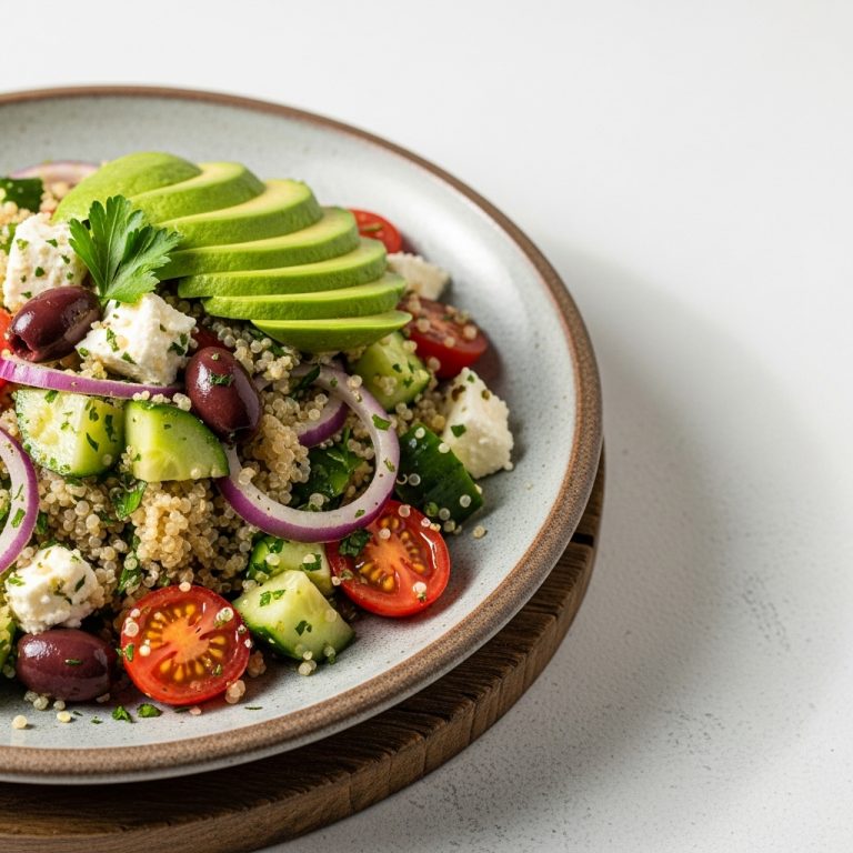 “Lebanese Keto Brunch: Mediterranean Quinoa Salad with Feta and Avocado”