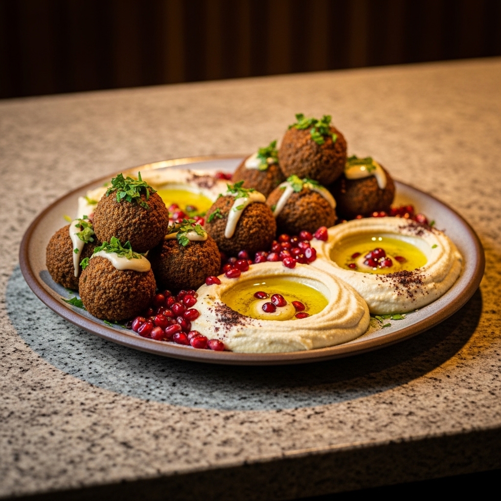 Moroccan Vegan Falafel Balls with Creamy Tahini Dressing