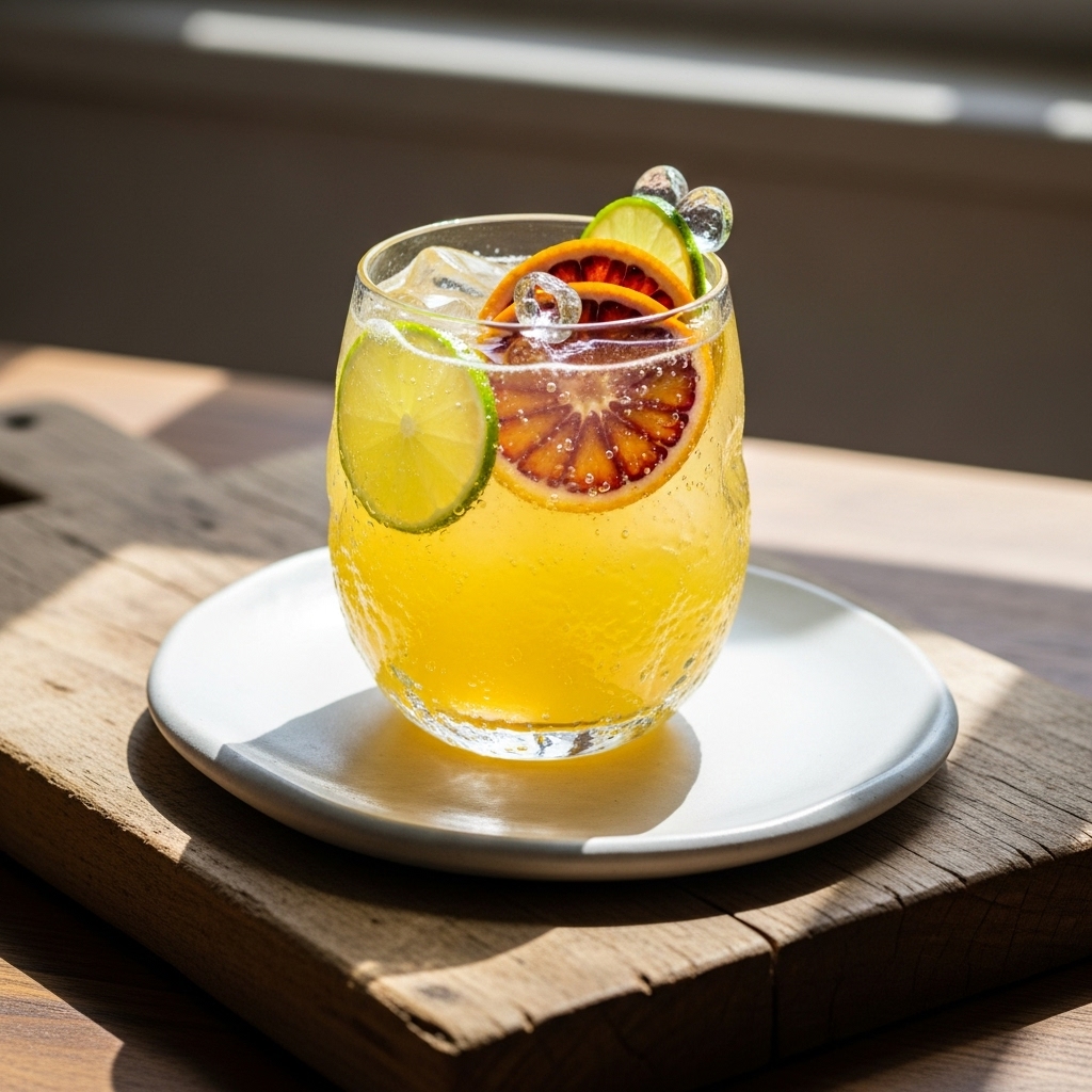 Luminescent Citrus-infused Mocktail: “El Rayo de Sol”