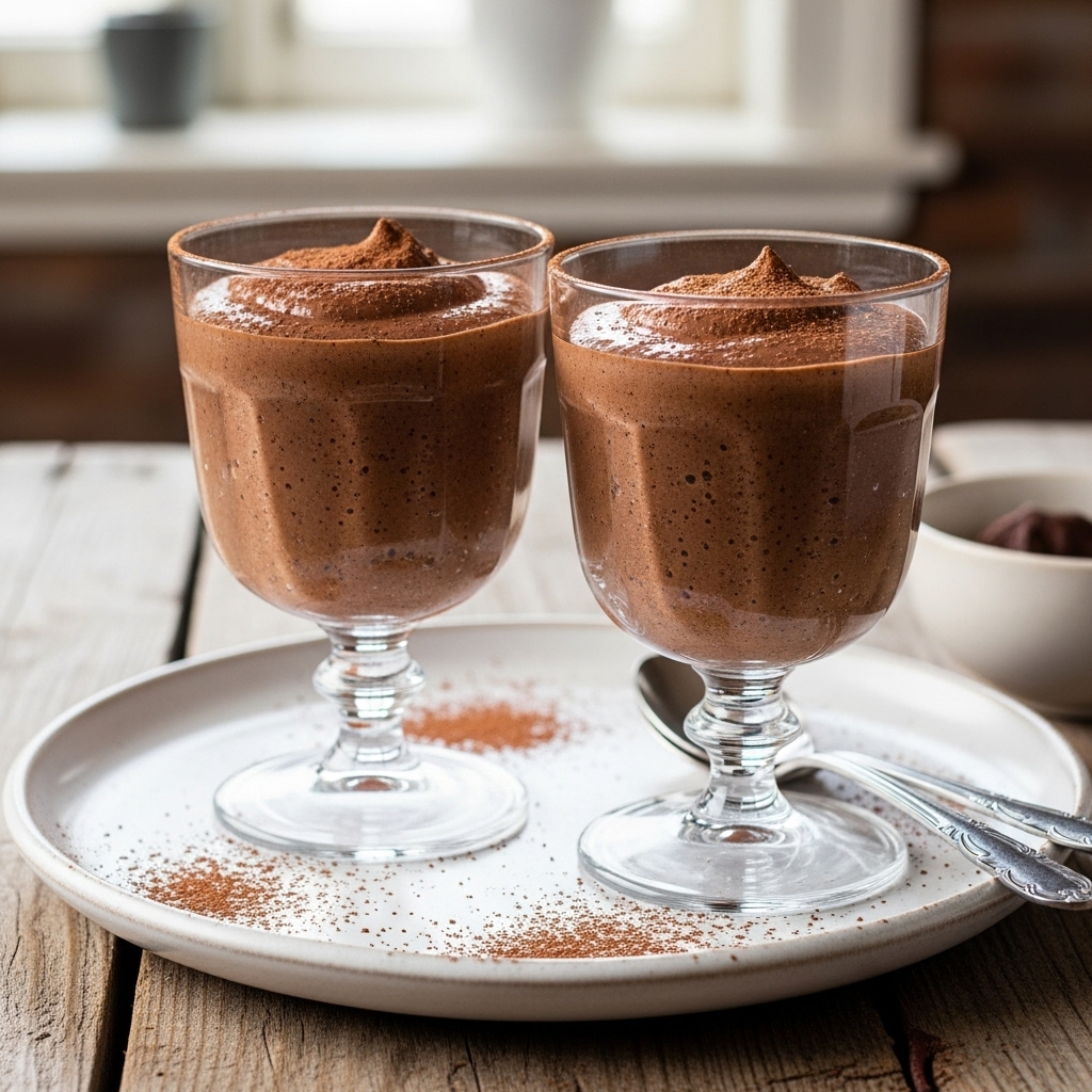 Luscious Low-Carb Chocolate Mousse in Cocoa-Dusted Glasses