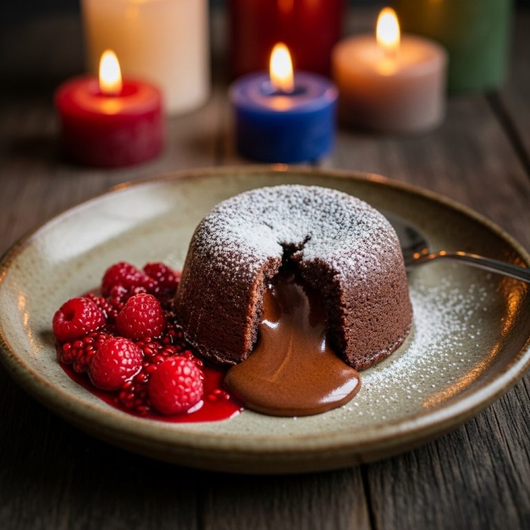 Luxurious Chocolate Lava Cake with Raspberry Compote