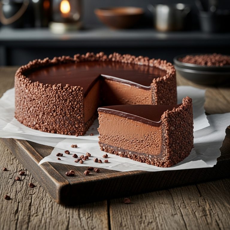 Luxurious Keto Chocolate Mousse Torte in Cocoa Nib Crust