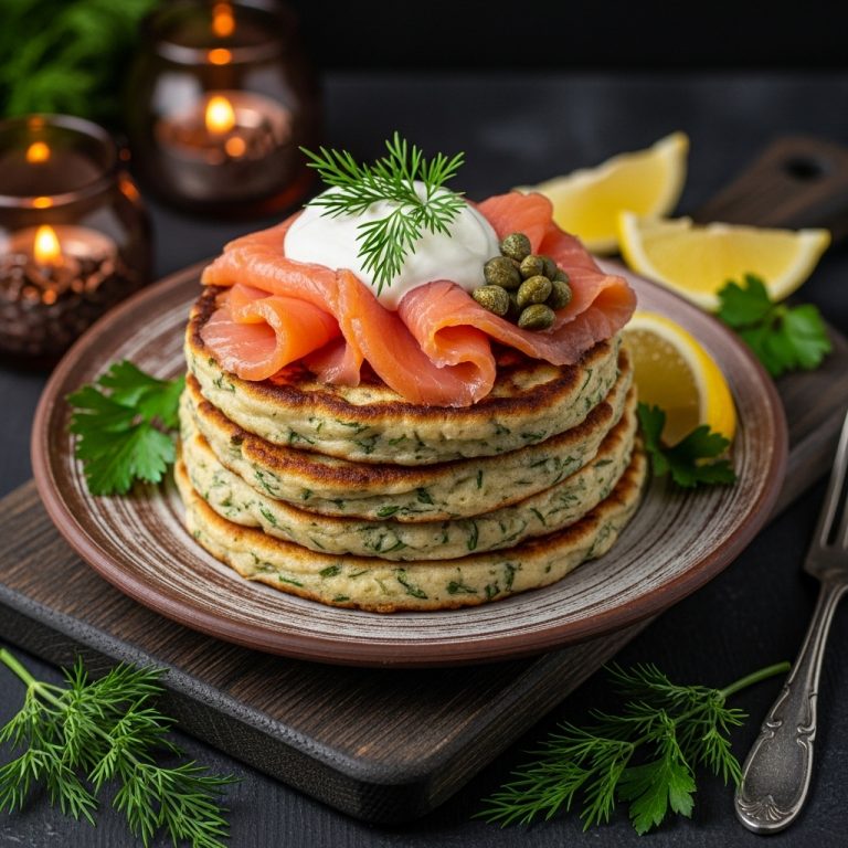 Magnificent Russian Brunch: Scrumptious Herbed Kefir Pancakes & Velvety Smoked Salmon
