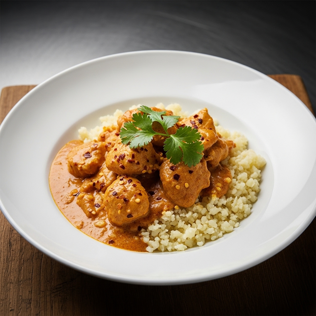 Malaysian Coconut Curry Chicken with Cauliflower Rice (Paleo-Friendly)