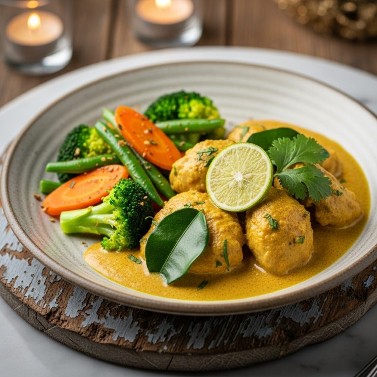 Malaysian Lunch: Coconut Lime Chicken Curry with Steamed Vegetables