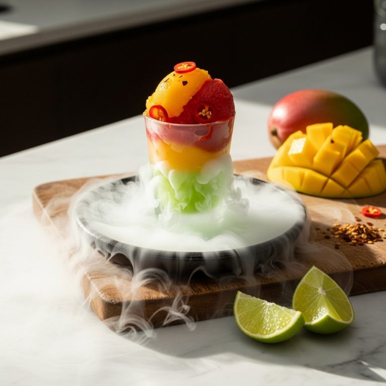 Mango & Chili Sorbet in Tequila-Spiked Lime Fog