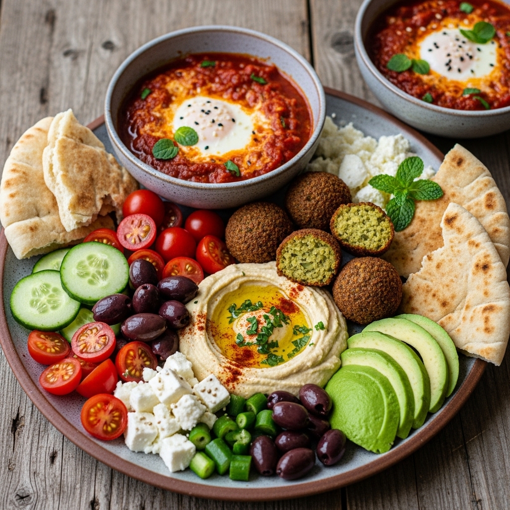 “Mediterranean Delight: A Scrumptious Vegetarian Israeli Breakfast”
