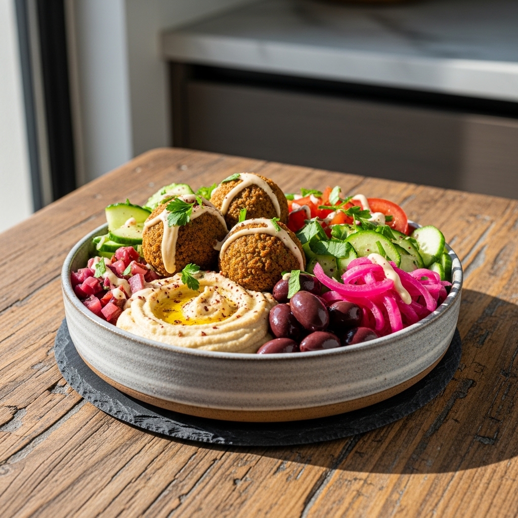“Mediterranean Dream: A Vegan Falafel Bowl to Delight Your Senses”