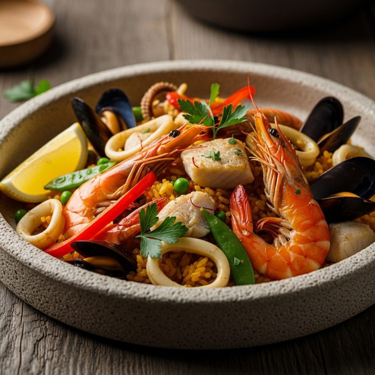 Mediterranean Gluten-Free Seafood Paella with Saffron Aroma
