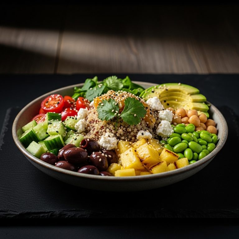 Mediterranean Hawaiian Vegetarian Quinoa Bowl: A Taste of Paradise in Every Bite