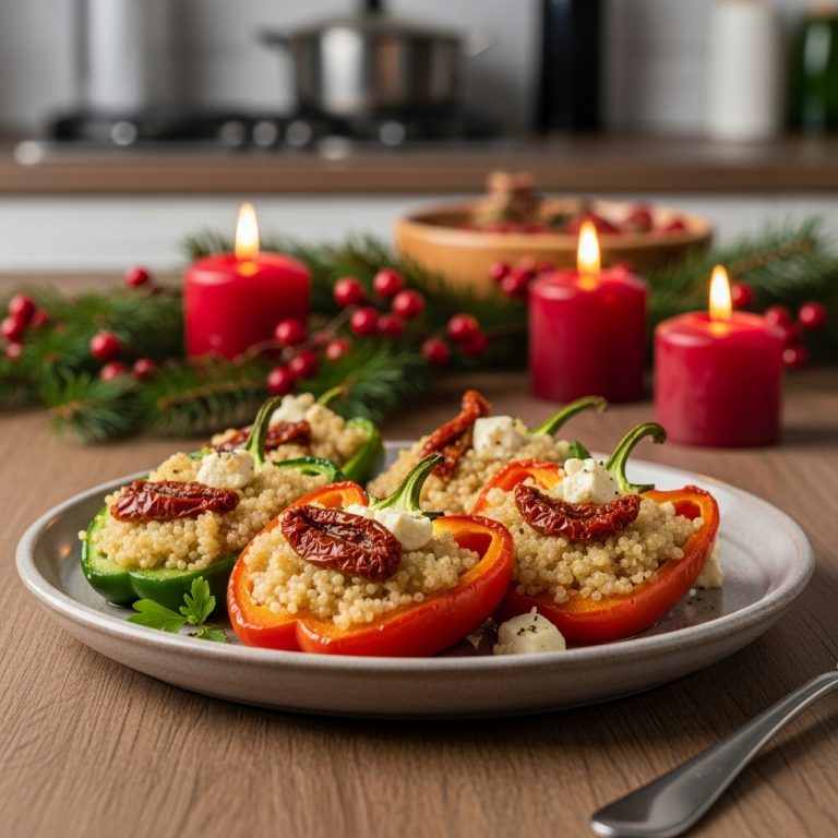 Mediterranean-Inspired Gluten-Free Quinoa Stuffed Peppers with Feta & Sun-Dried Tomatoes