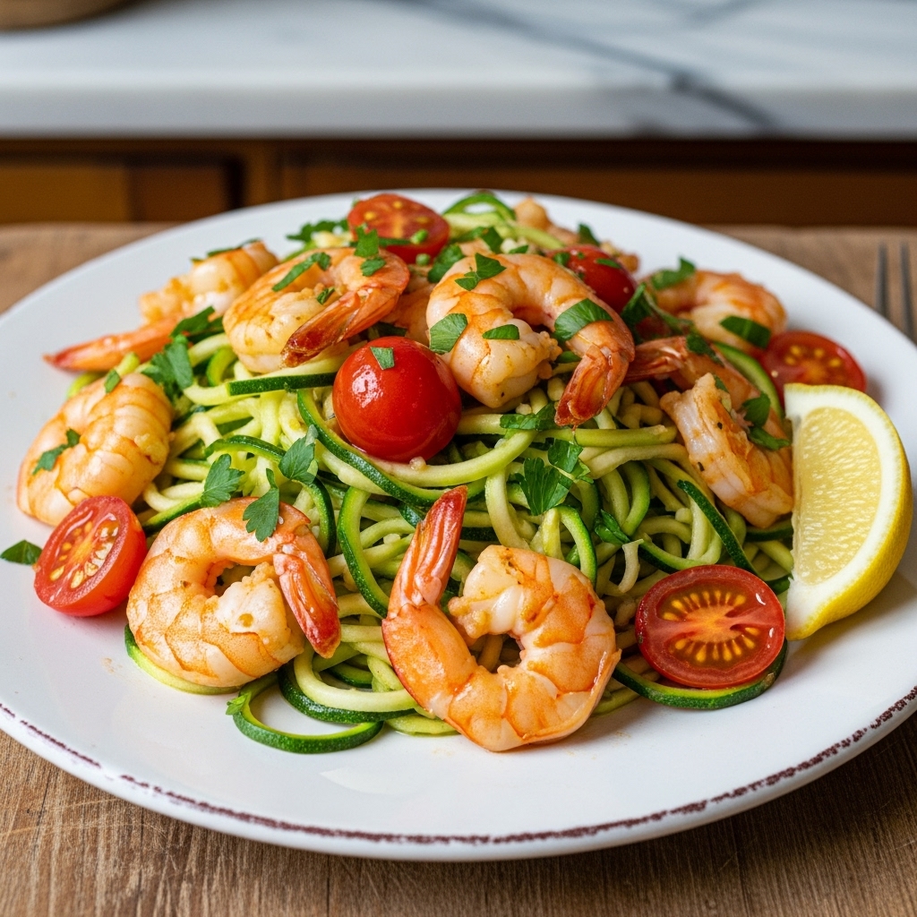 Mediterranean Keto-Friendly Shrimp Scampi with Zucchini Noodles