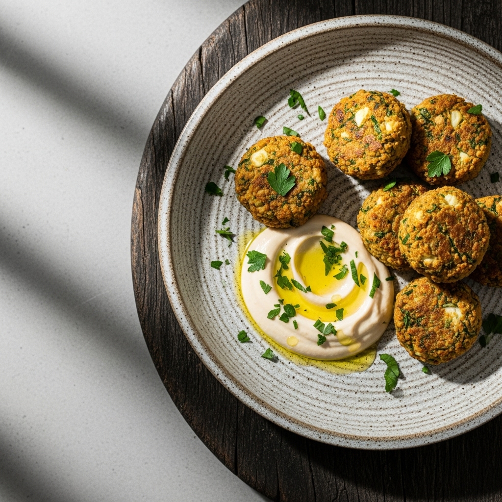 Mediterranean Paleo Cauliflower Falafel Bites with Lemon-Tahini Dip