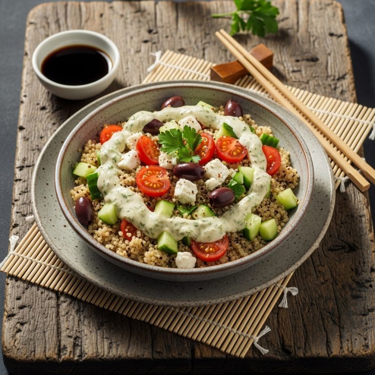 Mediterranean Quinoa Bowl with Lemon-Herb Tahini Dressing