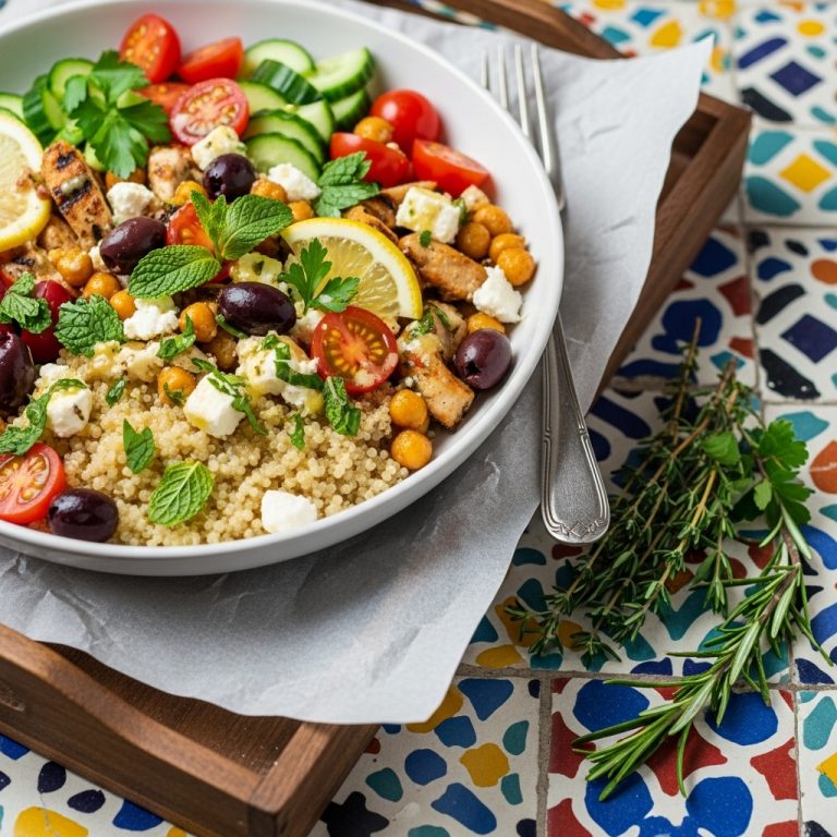 Mediterranean Quinoa Protein Bowl with Lemon-Herb Dressing