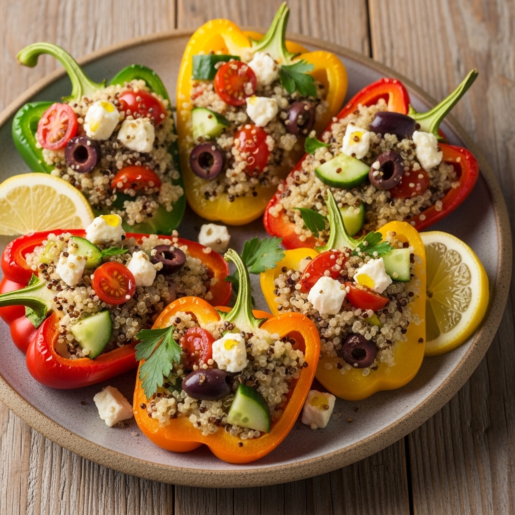 Mediterranean Quinoa Stuffed Bell Peppers: A Vegetarian Feast for All Senses