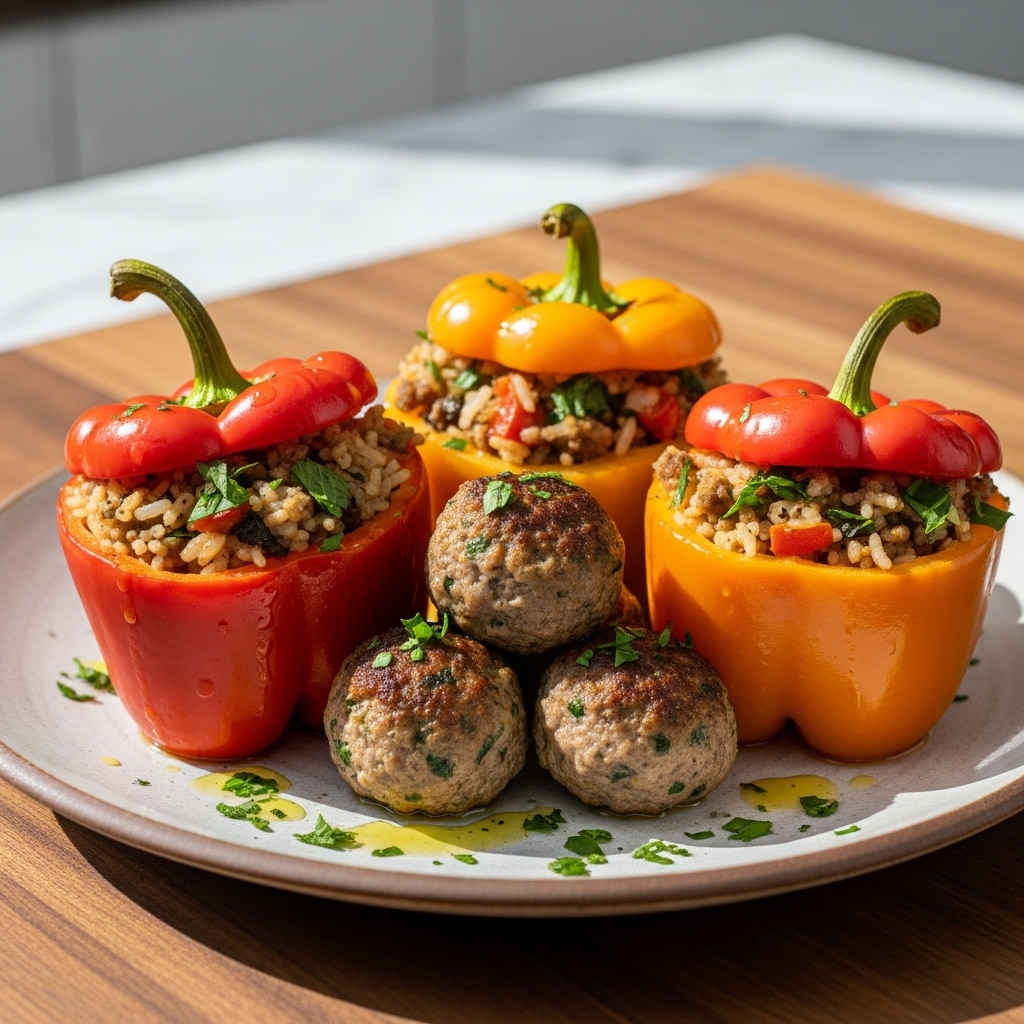 Mediterranean Stuffed Bell Peppers with Feta Cheese & Basil