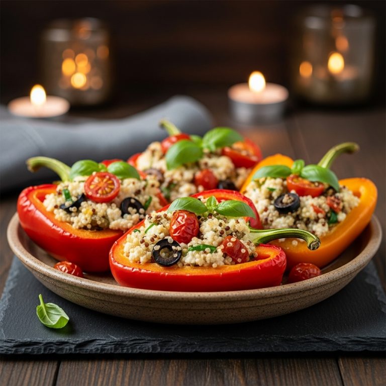 Mediterranean Vegetarian Stuffed Bell Peppers with Basil Ricotta