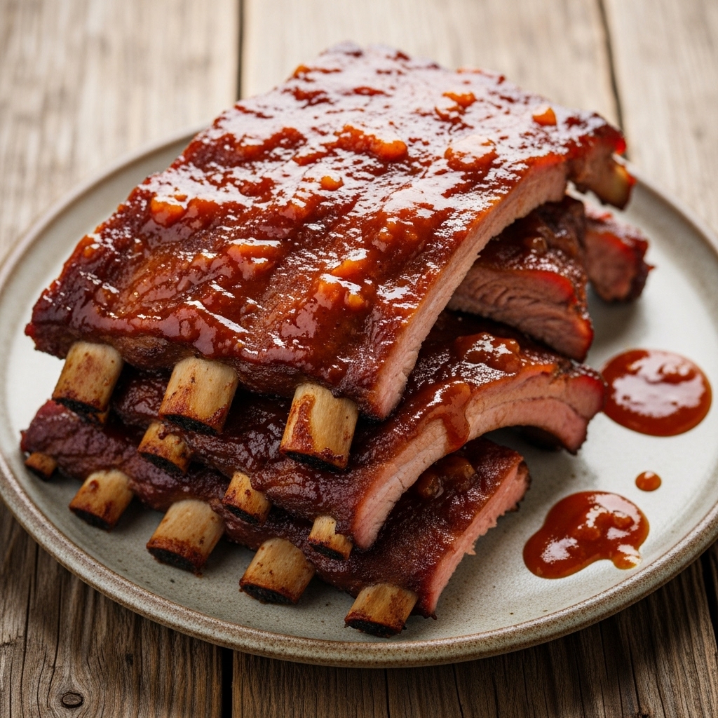 Memphis-Style Baby Back Ribs with Smoky Peach BBQ Sauce