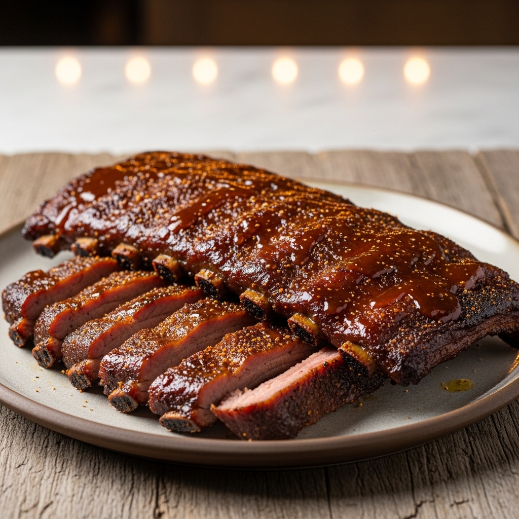 Memphis-Style Dry Rub BBQ Ribs with Smoky Honey Glaze