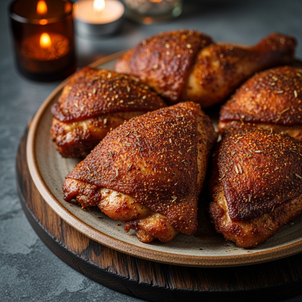 Memphis-Style Dry Rubbed BBQ Chicken Thighs