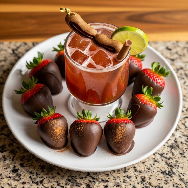 Mexican Chocolate-Dipped Strawberries & Tamarind Lime Mocktail