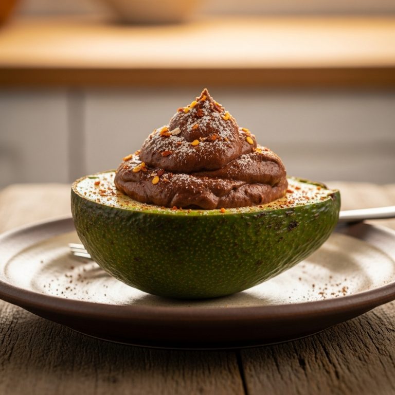 Mexican Chocolate Mousse in Avocado Cup