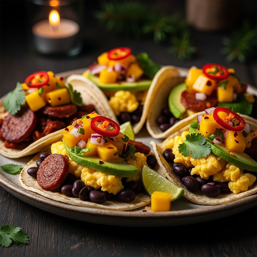 Mexican Gluten-Free Brunch Tacos with Spicy Mango Salsa – A Cinematic Culinary Experience
