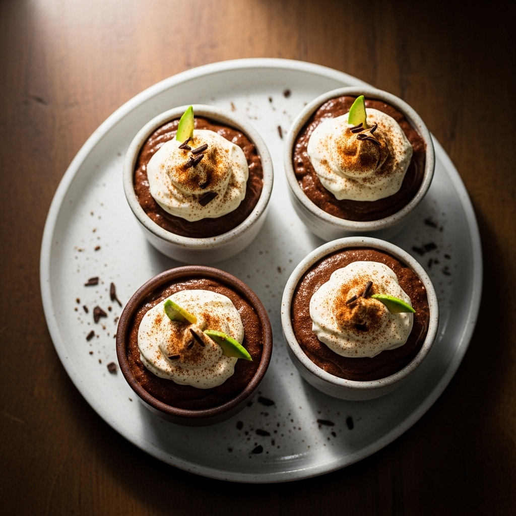 Mexican Keto Chocolate Avocado Mousse Cups with Spiced Whipped Cream