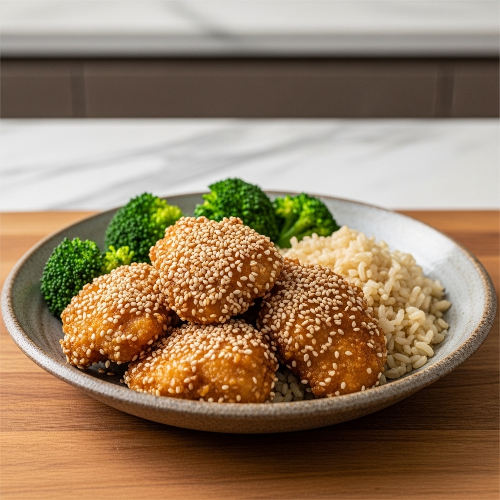“Exquisite Korean Vegetarian Breakfast: Miso Kimchi Pancake with Veggie Bulgogi & Brown Rice Bowl”