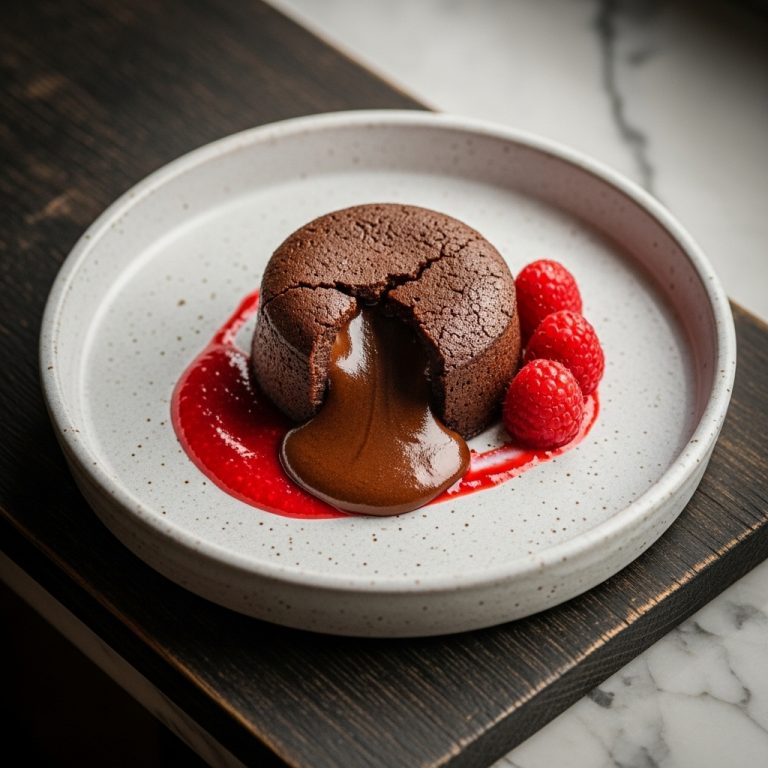 Michelin-Star Worthy Chocolate Fondant with Raspberry Coulis