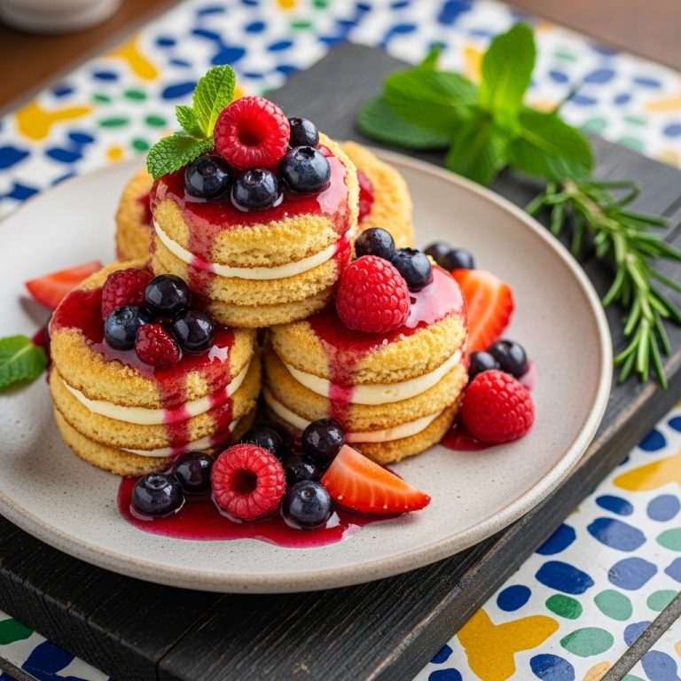 “Miniature Russian Honey Cakes with Fresh Berry Compote (Medoviki) – A Mouthwatering Sensation!”